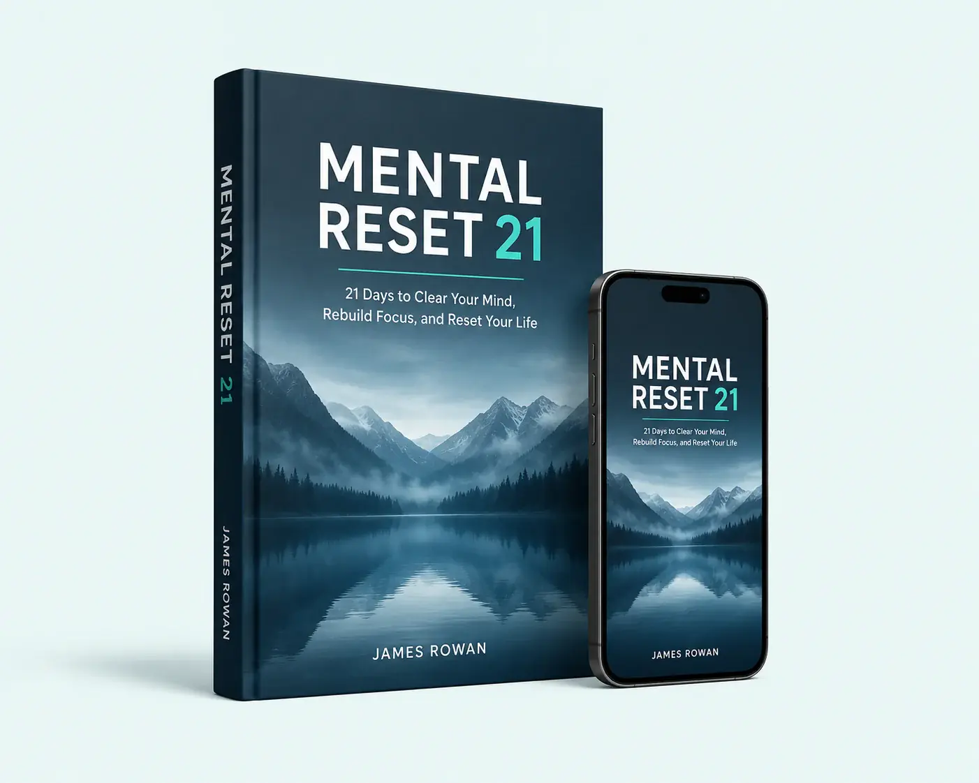 Mental Reset 21 book and smartphone mockup