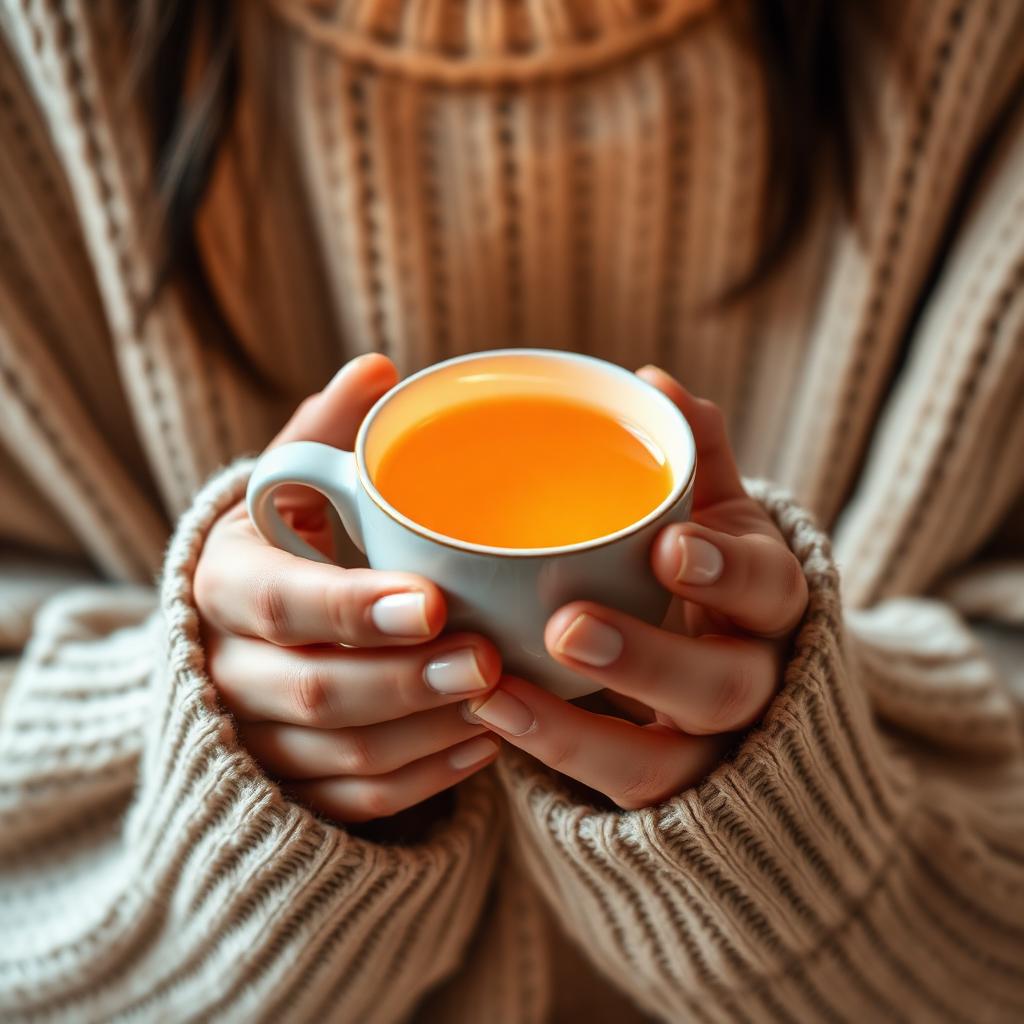 Hands holding a cup of tea